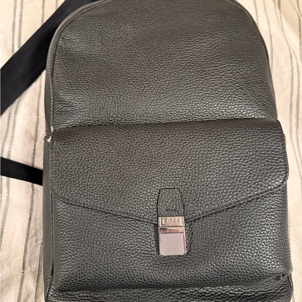 Boss Grained Italian Leather Crosstown Backpack